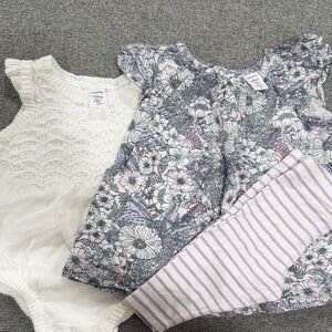 Floral Baby Dress with Lavender Stripe Leggings Nordstrom bundle
